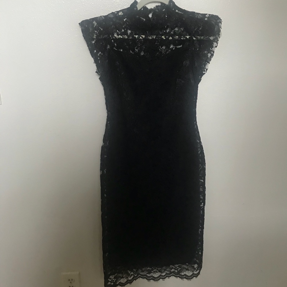 Black lace midi dress